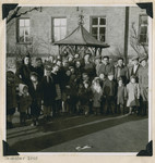 Group portrait of residents of the Dieburg displaced persons camp,

The original caption reads: "Dieburg.