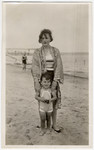 Julius Menn and his mother Regina pose on the beach in Sopot.