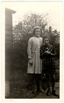 Ruth Danzig (right) from Munich and her cousin Bianca Bravmann (left), pose in Wittelshofen prior to leaving on a  Kindertransport,.