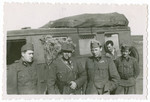Karoly Deme, third from the left, poses among other members of the Hungarian 20th Infantry Division.