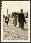 Polish Jews flee on foot during the Invasion of Poland.