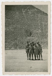 Jewish Brigade soldiers pose next to a pyramid while in training in Egypt.