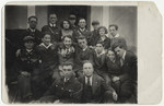 Group portrait of members of the Betar Zionist movement in prewar Uhnow.