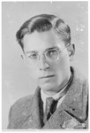 Portrait of Ferenc Loewinger (later Ephraim Nadav), a member of the Hungarian Zionist youth resistance organization.