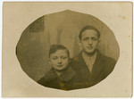 Close-up portrait of Dawid Szymin (Chim) and his cousin Mendele Segal.