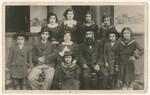 Group portrait of a large religious family, the Smilovic family, in Munkachevo.