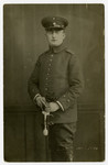 Studio portrait of Lt. James Centawer in his German army uniform.