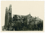 View of a bomb damaged cathedral in an unidentified location  [probably in France].