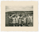 Girls from the Tiefenbrunner children's home pose while on an outing to the Belgian countyside.