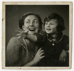 Close-up portrait of Gerta Bagriansky with her daughter Rosian.