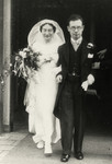 Wedding portrait of Josef and Mathilda Prims, the donor's aunt and uncle, both of whom later perished in the Holocaust.