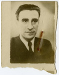 Studio portrait of  Abusz Werber, a member of the Jewish resistance and rescue network the CDJ (Committee for the Defense of the Jews) responsible for publishing the underground newspaper.