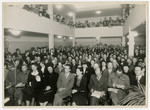 A large gathering of Belgian Jews gathers for a program for the Jewish Brigade.