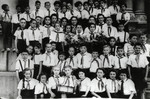 Group portrait of a postwar Jewish orphanage in Kaunas with Communist leanings.