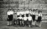 Group portrait of school children in the Westerbork refugee camp.