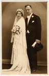 Studio wedding photograph of a Hungarian Jewish couple.