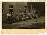 Group portrait of children in a children's home in Poland after the war.