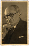 Studio portrait of Abraham Urmacher, a professor at Warsaw University and speaker of Esperanto.