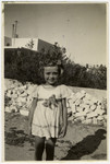 Dalia Bogler poses on her 6th birthday.  This photograph was sent from Israel to Wili Bogler, the uncle of the girl, in the Eschwege displaced persons' camp.