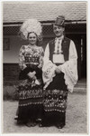 Livia Vermes and Bela Reiner pose in traditional Hungarian costumes while on their honeymoon.