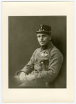 Studio portrait of Lajos Ornstein, a Jewish officer in the Austro-Hungarian army.