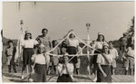 Girls use ribbons to make a Star of David in a Zionist pageant in the Deggendorf displaced persons' camp.