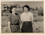 Ina and Josette Soep stand outside in eastern Holland shortly after their return to The Netherlands following liberation.
