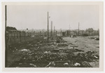 Charred corpses lie on the ground of the Landsberg concentration camp.
