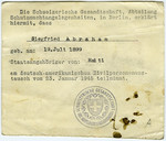 Identification paper issued to Siegfried Abraham in Switzerland following his release from Bergen-Belsen in a prisoner release stating that he had Haitian citizenship.