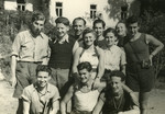 Group portrait of Jewish teenagers in a Maccabi Hatsair summer camp in Czernohorske Kupele in east Slovakia in summer 1940.
