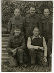 Group portrait of Belgian prisoners of war in Stalag XC in Nienburg-Weser.