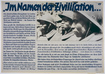 Nazi propaganda poster entitled, "Im Namen der Zivilisation" (Krieg in Frankreich),  issued by the "Parole der Woche," a wall newspaper (Wandzeitung) published by the National Socialist Party propaganda office in Munich.
