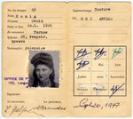 Identification card for Cesia Honig issued by ORT in Antwerp, Belgim where she was studying dress-making while awaiting her American visa.