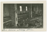 An interior view of the sleeping quarters for the slave laborers at the Woebbelin concentration camp.