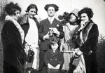 Group portrait of young adults in Alsace.

Suzanne Levy is on the far right, and her sister Germaine Levy is on the far left.