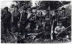 Macedonian partisans of the detachment "Damyan Gruev."  

Among those pictured are Jamila Kolonomos (back row, fourth from the left) and Adela Faradji (seated front row, center).