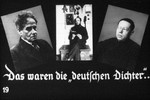 19th Nazi propaganda slide of a Hitler Youth educational presentation entitled "Germany Overcomes Jewry."

Das waren die "deutschen Dichter..."
//
These were the "German poets ..."