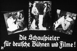 21st Nazi propaganda slide of a Hitler Youth educational presentation entitled "Germany Overcomes Jewry."

Die Schauspieler  deutsche Bühnen und Filme!
//
German actors for theater and films!
