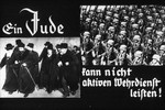 29th Nazi propaganda slide of a Hitler Youth educational presentation entitled "Germany Overcomes Jewry."

Ein Jude kann nicht aktiven Wehrdienst leisten!
//
A Jew can not provide active military service!