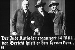 15th Nazi propaganda slide of a Hitler Youth educational presentation entitled "Germany Overcomes Jewry."

Der Jude kutisker ergaunert 14 Mill,.