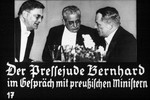 17th Nazi propaganda slide of a Hitler Youth educational presentation entitled "Germany Overcomes Jewry."

Der Pressejude Bernhard im Gespräch mit preußischen Ministern.