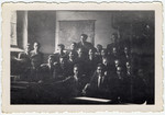 Group portrait of male students at the Lycee Athenee de Saint-Gilles.