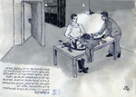 Page of a pictoral memoir drawn by the donor documenting his experiences after the Holocaust.