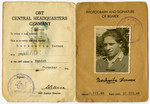 Herman Berkowitz's identification papers for the Organization for Reconstruction and Training (ORT) furmaking class in Munich.