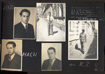 Pages of a photo album showing portraits of Otto Schenkelbach before and after his incarceration in concentration camp.
