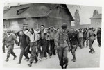 German personnel at Dachau are rounded up by American soldiers.