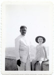 Joanna Klein poses with an Indian man in Bombay while en route to the United States with her parents from Nazi occupied Poland.