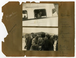 Album page with Adolf Hitler as he greets friends in Bremen, Germany airport, 1932

Original caption on album page reads, "Hitler.