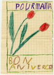 Decorated birthday card drawn by Jacqueline Mendels for her mother.