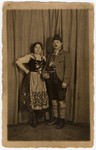 Frieda and Max Hanauer pose in their Lederhosen and Dirndl.
